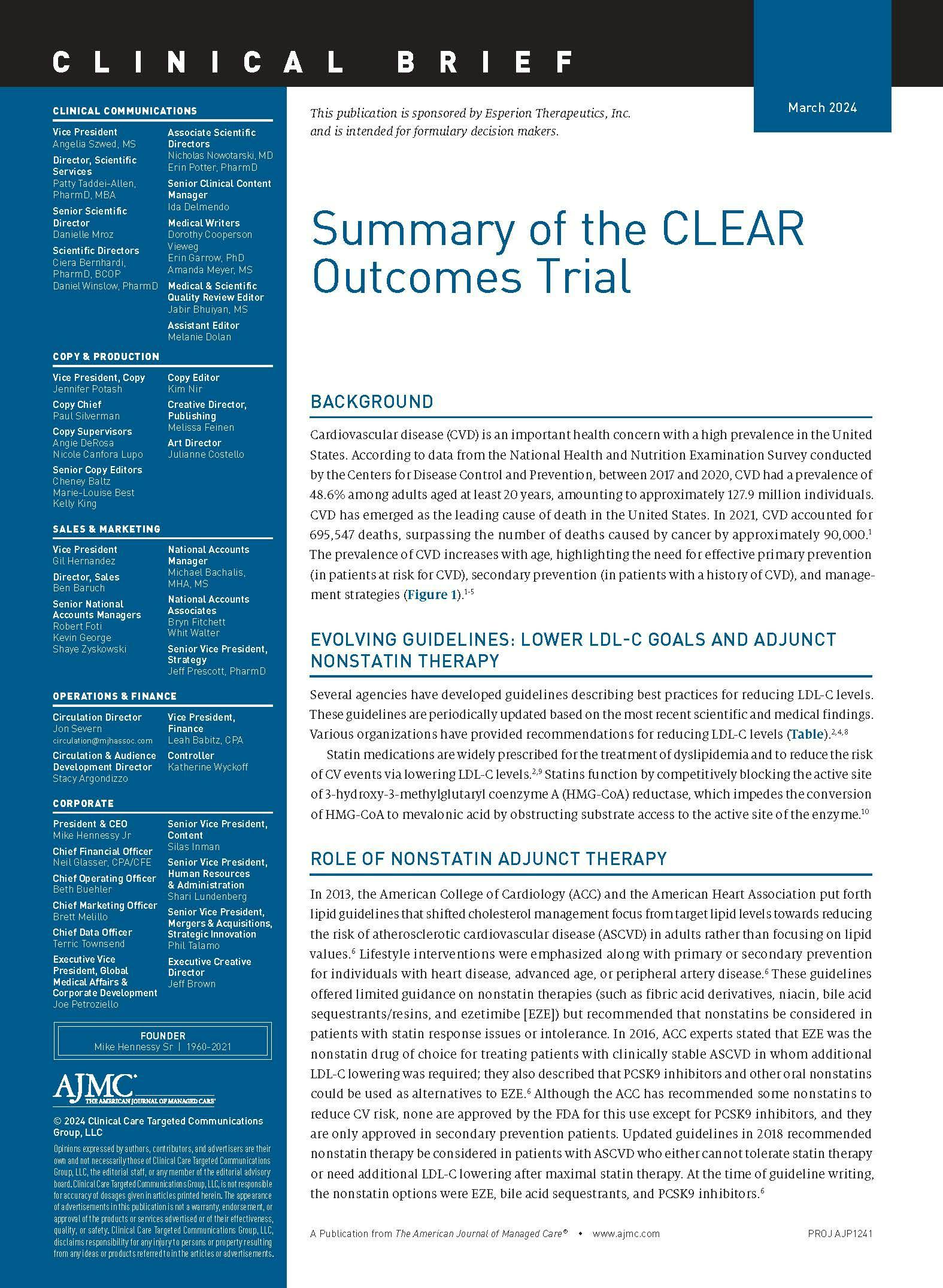 Summary of the CLEAR Outcomes Trial