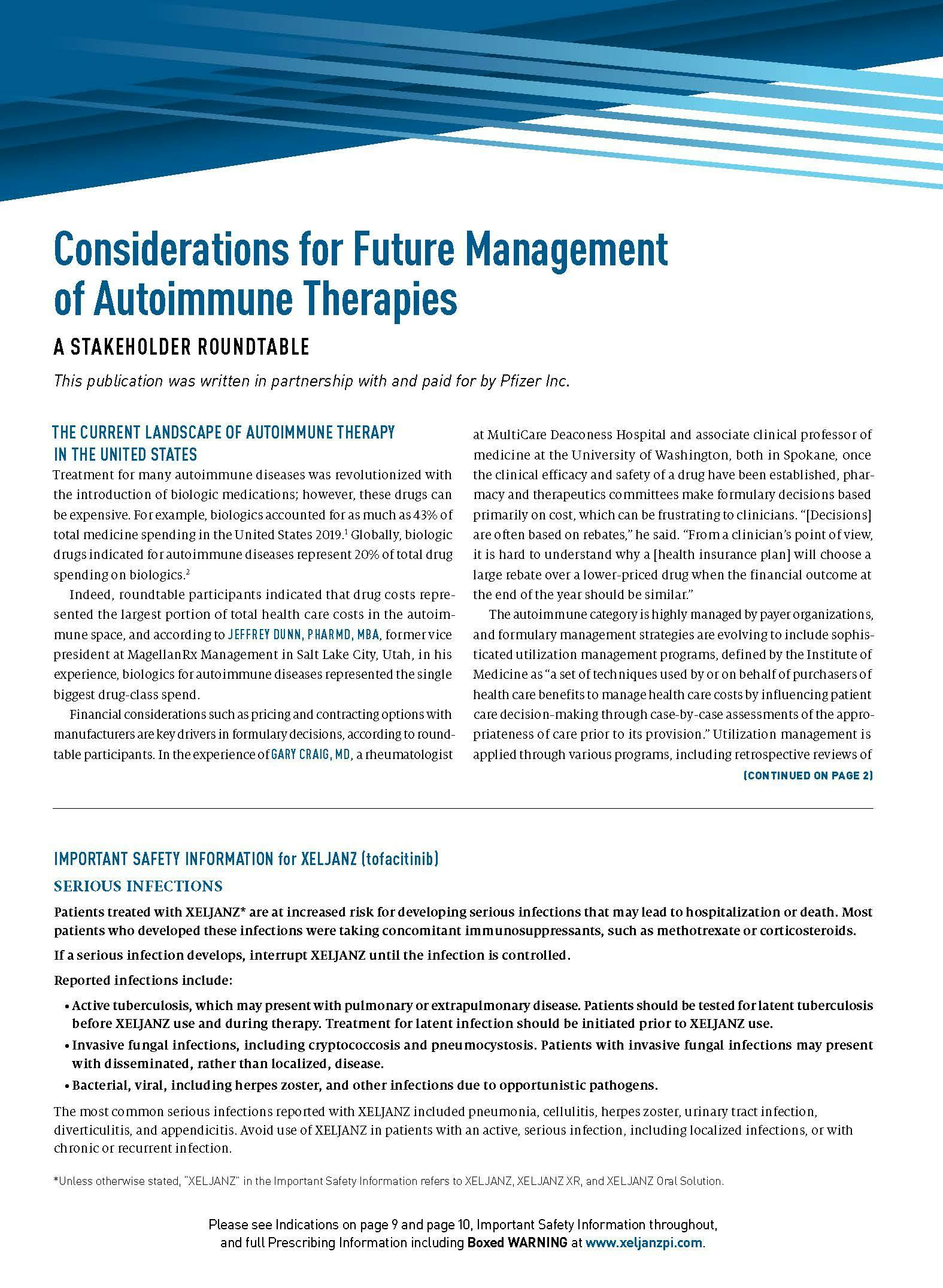 Considerations for Future Management of Autoimmune Therapies