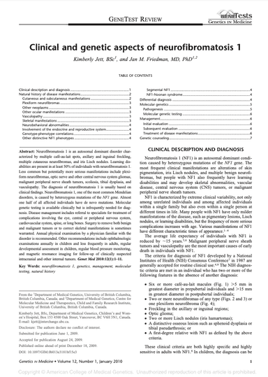 Clinical and genetic aspects of neurofibromatosis 1