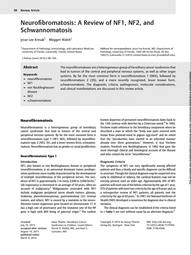 Neurofibromatosis: A Review of NF1, NF2, and Schwannomatosis