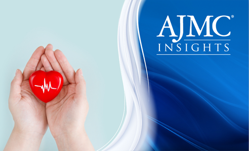 Hands holding a heart with a heartbeat on it and the words AJMC Insights