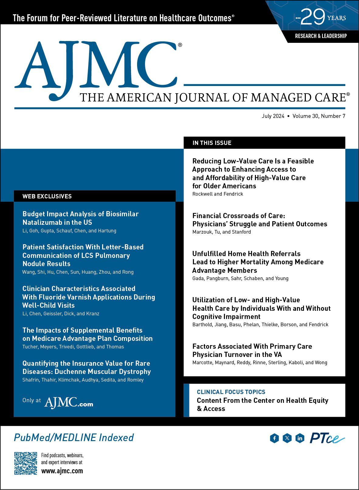 July 2024 Issue of The American Journal of Managed Care